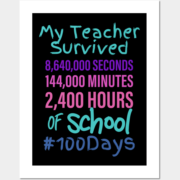 My Teacher Survived 100 Days of School #100days Wall Art by BasicallyBeachy